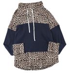 BLACK BROWN LEOPARD PRINT COLOR BLOCK COWL NECK SWEATER SIZE 2X Photo 2