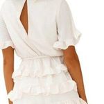 Selfie Leslie Zipporah Short Sleeve Layered Ruffle Mini Dress Women's XS White Photo 1