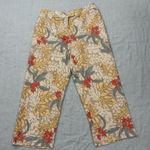 August Silk  100% Silk Leaf Pattern Pants Sz M Boho Peasant Contemprorary Retro Photo 0