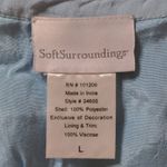 Soft Surroundings  Womens Tunic Dress Ice Blue Floral V Neck Metallic Eyelets L Photo 7