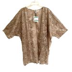 Anne Klein  sheer latte sequin embroidered layering kimono women’s L/XL Fairycore Photo 1