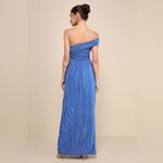 Lulus LULU’S Poised Performance Blue Plisse One-Shoulder Maxi Dress Photo 5