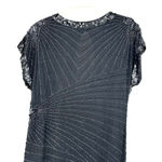 Laurence Kazar Laurance Kazar size Large black beaded‎ sequin short sleeve dress 100% silk Photo 2