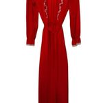 Sears Bazaar Vintage Silky Robe Ruffle Lace Belted Cottage Romantic One Size Red Size undefined Photo 0