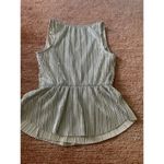 EXPRESS  Metallic Pleated Peplum Top Small S Silver Sleeveless Holiday Party Photo 7