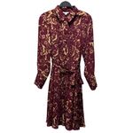 Nanette Lepore  Burgundy Floral Button-Down Midi Dress Size 10 Photo 2