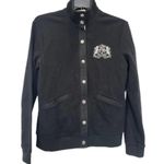 Ralph Lauren Lauren Womens Size Large Black Embroidered Logo Cardigan Photo 1
