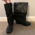 Black Wedge Boots Size 7.5 Photo 1