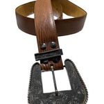 Vintage Georges Marciano Brown Leather Belt With Sterling Silver Large buckle Size 30 Photo 0