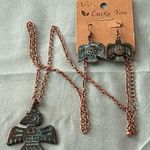Lucky You 24” Necklace & Earrings Set Thunderbird Copper Tone Native American Brown Photo 0