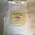 Wink Let’s Flamingo Loose Fitting White Tank Top Yellow Size undefined Photo 0