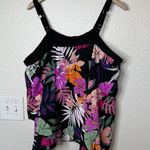 Swim Solutions Women's Floral Multicolor Underwire Tankini Top Size 24W Photo 4