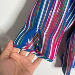 NYDJ Curves 360 Multicolor Striped Long Sleeve Blouse Large Semi Sheer Workwear Photo 4