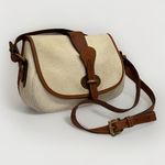 Dooney & Bourke Vintage Purse Cream Brown Equestrian Leather Crossbody Bag Flap Photo 0