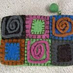 Handmade Rising Tide Felt Wool Clutch Coin Purse Green Photo 0