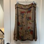 CAbi Tan Dark Floral Knee Length Skirt Viscose Turnberry Maggie Allover Print 6 Photo 2