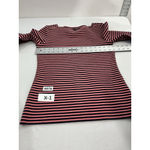 Talbots Womans Pull Over Tunic Top XS Navy Pink Stripe 3/4 Sleeve Square Neck Photo 4