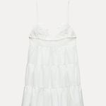 ZARA  dress mini Boho floral ruffle Poplin flowy cotton white summer vacation  Photo 10