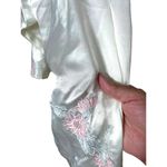 Vintage White Satin Floral Embroidery Pink Blue Accents Kimono Robe Long 2X Size L Photo 4