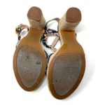 Tahari  confetti pompom stacked heels, t-strap sandals, size 7.5 Photo 9