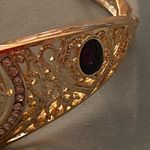 Womens Cuff Bracelet Heart Goldtone Black & Clear Stones 7” To 8” Diameter Gold Photo 2