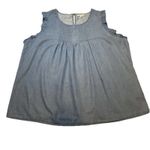 Maurice Top Flowy Chambray Blouse‎ Sleeveless Pintuck Bodice Trendy Shirt 2X # Blue Size XXL Photo 3