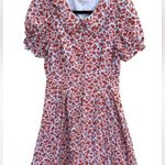 Madewell  floral print purple burnt orange piccola mini button collar mini dress Photo 1
