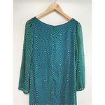 Peaches N Cream Dress Womens Size Medium Green Blue Long Sleeve Geometric Print Green Photo 7