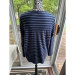 Hasting & Smith  Tunic Top Striped Crochet Yolk Blue Tonal Cotton Blend Size 1X Photo 1