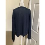 Vince Linen Blend Long Sleeve Crew Neck Top L G Navy Blue Casual Comfort Photo 2