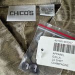 Chico's Chico’s Galla 100% Silk Button Front Long Sleeve Tunic in Champagne Gold 1/M Photo 7