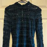 Lush Clothing LUSH Teal Lace Ruffled Mock Neck Long Sleeve Mini Dress Women's Size Small Green Photo 10