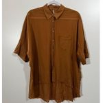 Free People  Best of Me Button Down Shirt in Bronze Oversized Size XS Photo 1