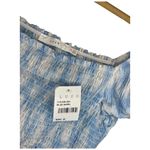 Lush Clothing New Lush Womens Size Medium Cropped Top Smocked Cap Puff Sleeve White Blue Swirl Photo 2