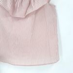 Club Monaco  Asmund Stripe Ruffle Tank Top Size S Blush Pink White Square Neck Photo 8