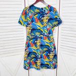 J. Crew Tropical Print Faux Wrap V Neck A Line Dress Blue Multi Size 8 Photo 8