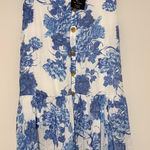 Mlle Gabrielle  Floral Button Front Skirt Blue White size Large Photo 0