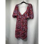 ZARA ‎ pink Floral Print Mini Dress Sweetheart Puff Sleeve Ruched blogger small Photo 1