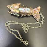 Vintage 60s Sterling Silver Abalone Shell Articulated Fish Bottle Opener Pendant Photo 6