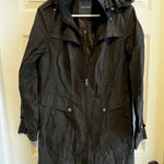 Cole Haan  Womens Black Hooded Water Resistant Trench Coat Size S Photo 0