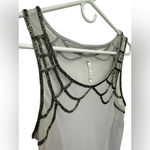 Willow & Clay  Sequin Embellished Beaded Sheer Top Small Art Deco Sleeveless Photo 2