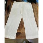 Allen Allen  White Linen Drawstring Cropped Pants Size XL Photo 3
