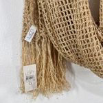 Loft  Womens Fringe‎ Scarf Metallic Gold Crochet Open Weave Lightweight Shawl Photo 4