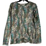NWT Tru Luxe Jeans Floral Ruffle Trim Long Sleeve Top Medium Brown Photo 0