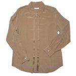 Equipment NWT  Earl in Camel Silk Pleating Button Down Shirt L $258 Photo 0
