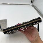 Kate Spade New York Black Cream Pink Stripe Spade Pattern Zip Around Wallet Photo 3