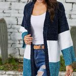 BLUE MULTI WHITE COLOR BLOCK VELVET CHENILLE CARDIGAN SIZE XL (16 Photo 8