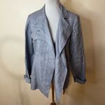 Reiss Arta Light Blue Chambray 100% Linen Draped Belted Jacket Womens 4 Photo 4