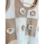 Industry Knit Crochet Flower Patchwork Sleeveless Tank‎ Top XS Tan Photo 1