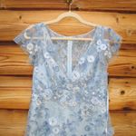 Mac Duggal  68192  Blue Embroidered Applique Wrap Over Flutter Sleeve Gown Photo 7